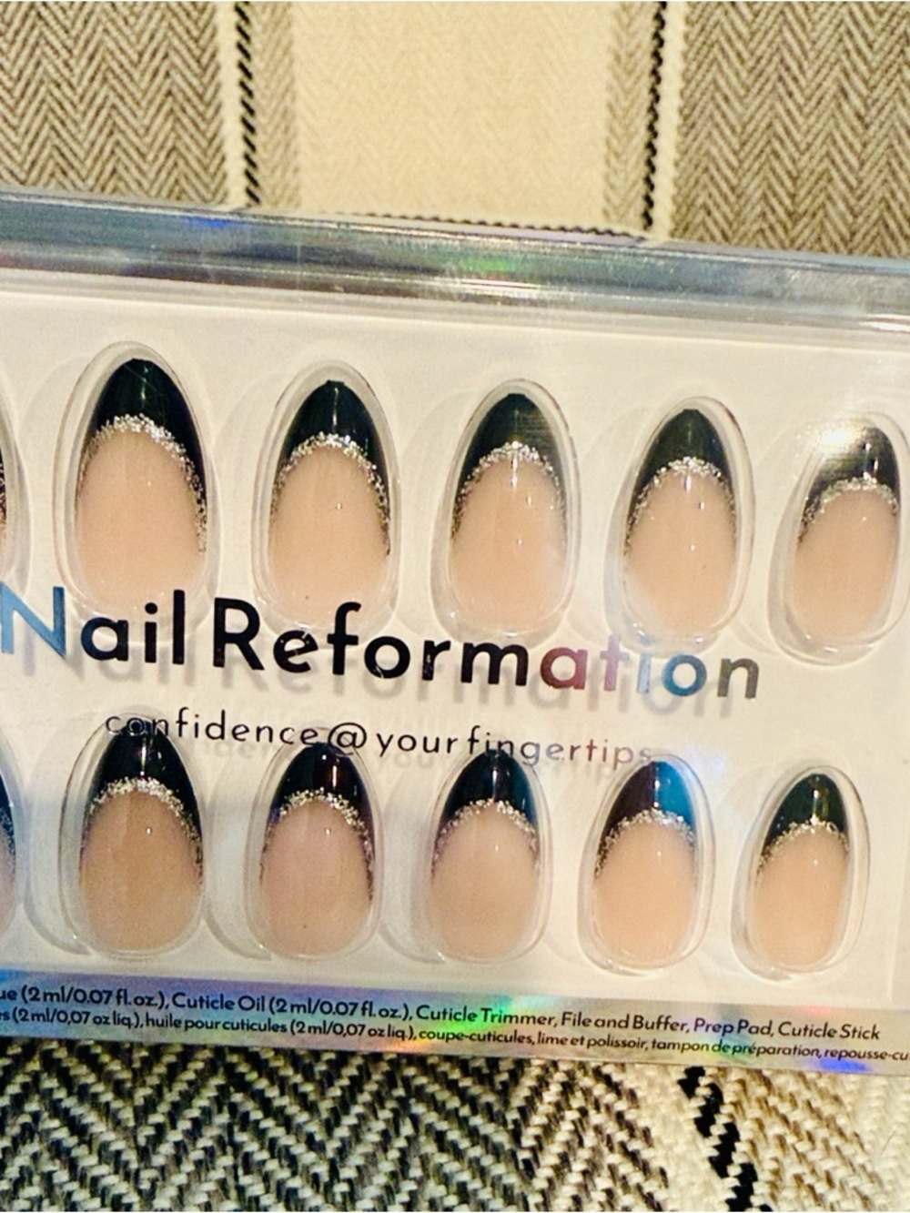 Nail Reformation Black-Tip Press-On Nails with Silver Accent